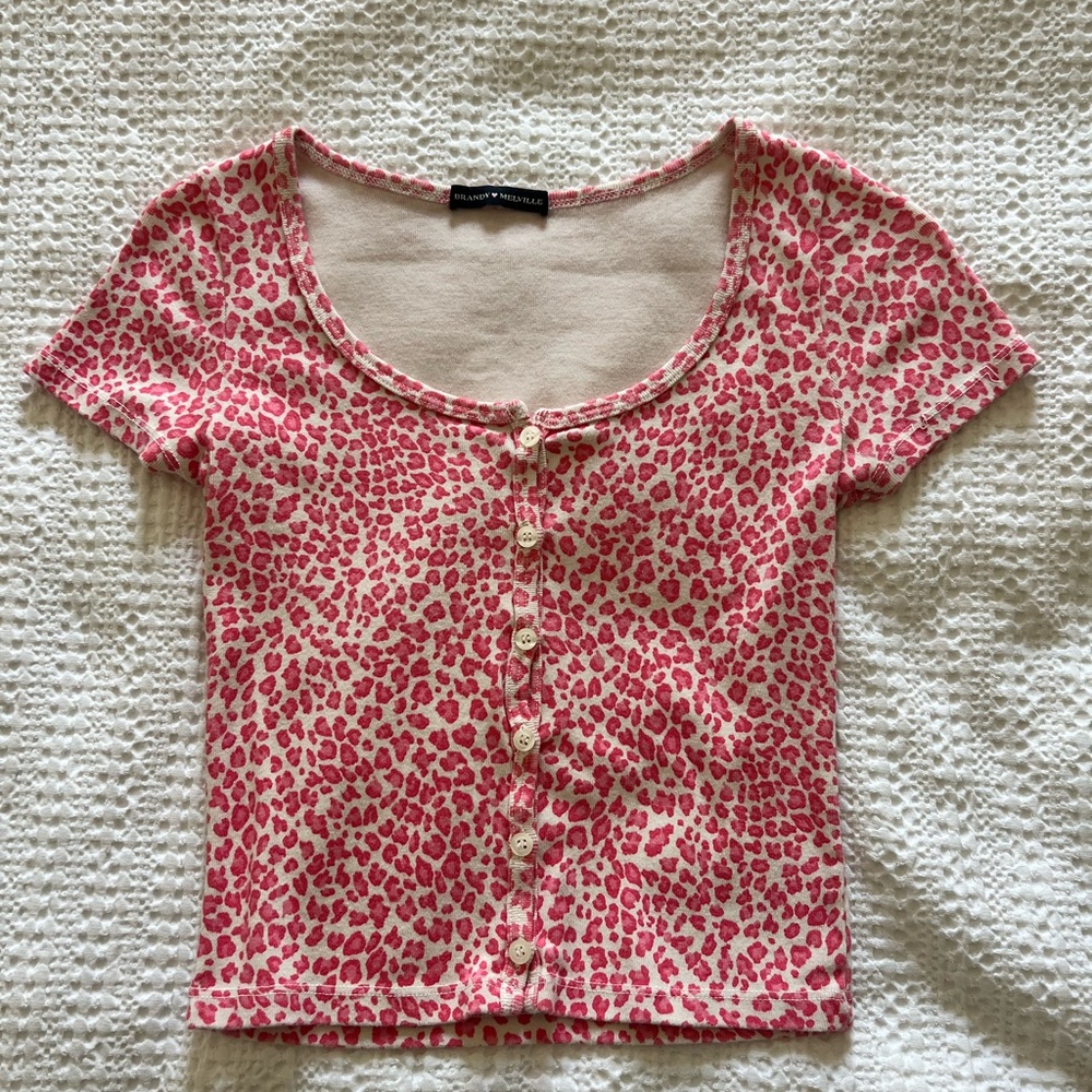Brandy Melville Pink Cheetah Zelly Top